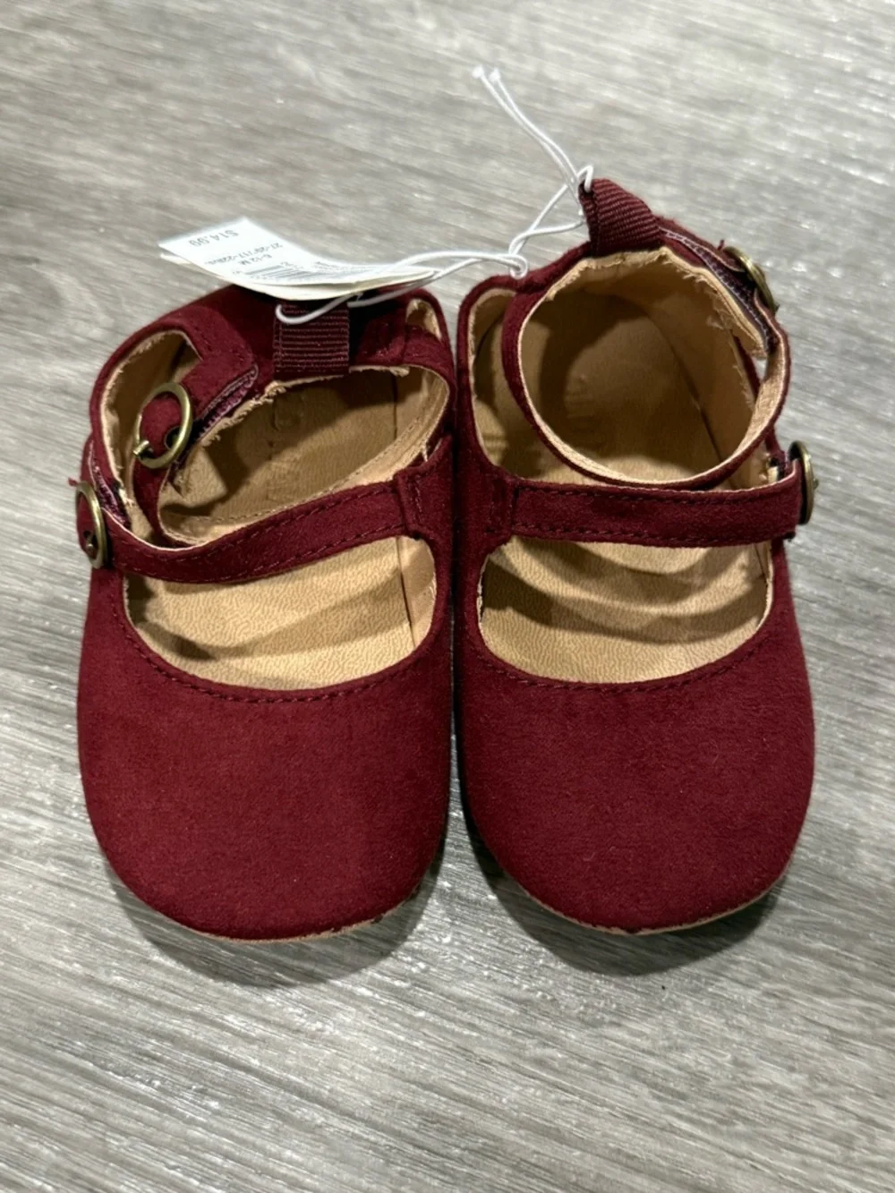 Old Navy Maroon Double Strap Mary Jane Kids Dress Shoes
